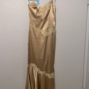Gold one shoulder formal dress